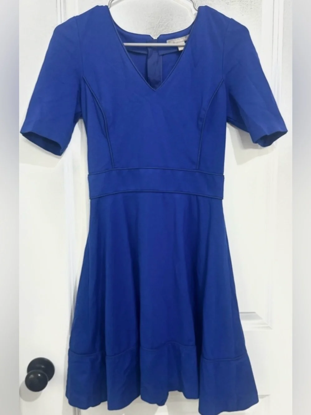Banana Republic Women's Blue Fit & Flare Skater Dress Short Sleeve Size 4